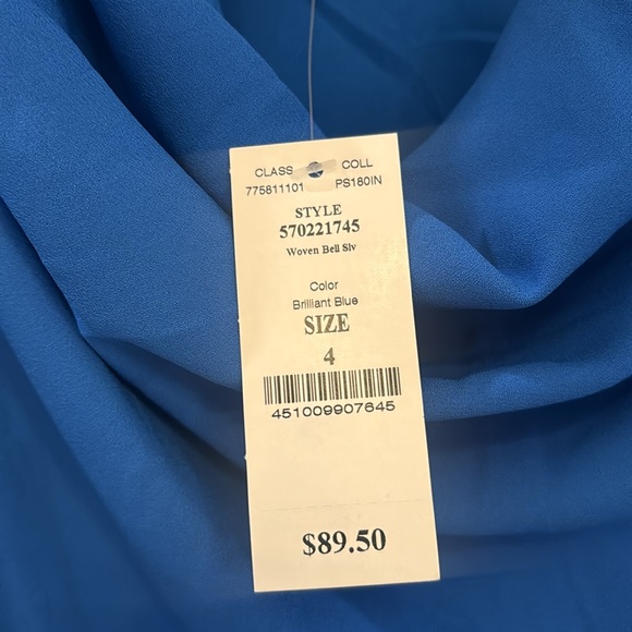 White House Black Market, cobalt blue dress with Exaggerated bell sleeves. Sz4 - Picture 5 of 5